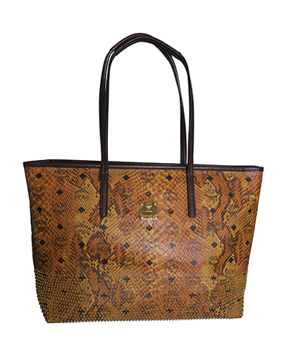Snake Print Studded Tote, front view